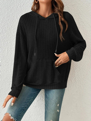Casual Long Sleeve Hoodie Striped Zipper Loose Regular Sweatshirt