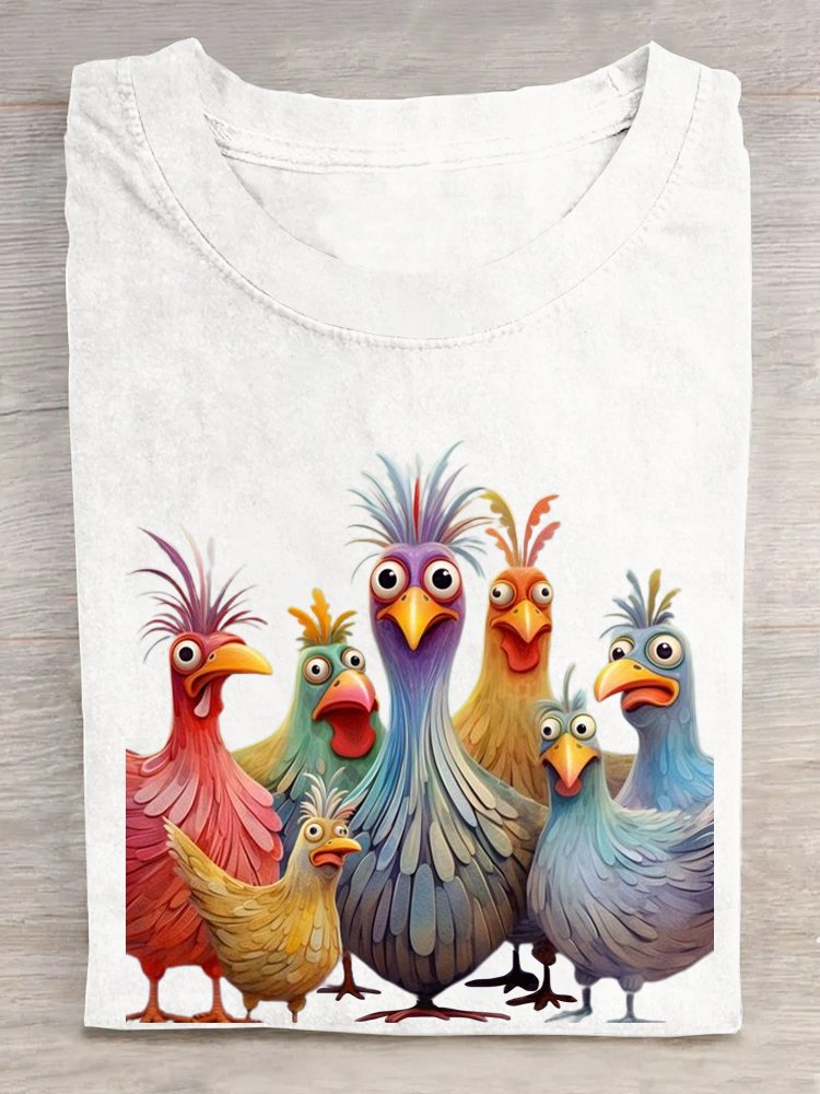 Loose Short Sleeve Crew Neck Animal Casual Regular T-Shirt