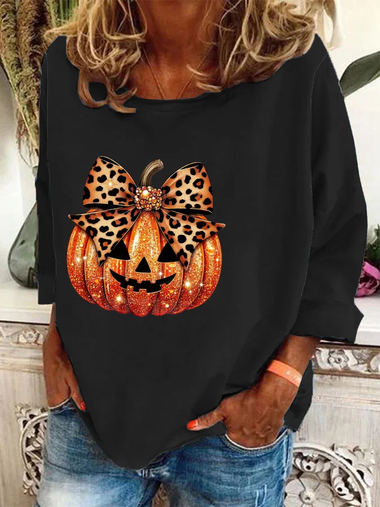 Loose Long Sleeve Crew Neck Halloween Casual Regular Sweatshirt