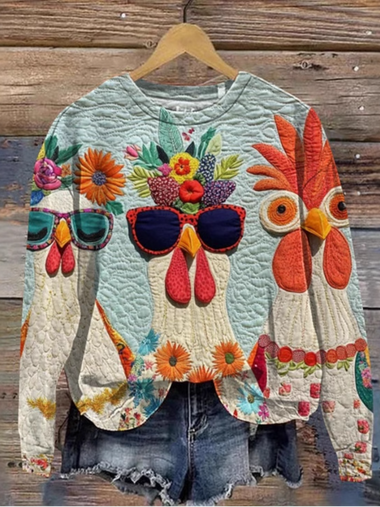 Casual Long Sleeve Crew Neck Animal Loose Regular Sweatshirt