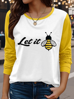 Loose Long Sleeve Crew Neck Animal Casual Regular T-Shirt