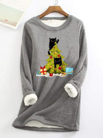 Casual Long Sleeve Crew Neck Christmas Loose Mid-Long Sweatshirt
