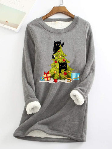 Casual Long Sleeve Crew Neck Christmas Loose Mid-Long Sweatshirt