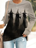 Casual Long Sleeve Crew Neck Halloween Loose Regular Blouse