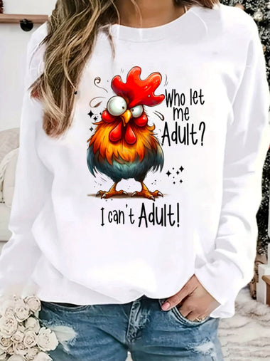 Casual Long Sleeve Crew Neck Turkey Loose Regular Sweatshirt