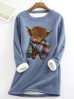 Long Sleeve Crew Neck Cattle Casual Regular Sweatshirt
