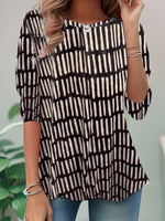 Casual Long Sleeve Crew Neck Geometric Loose Regular T-Shirt