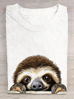 Loose Short Sleeve Crew Neck Animal Casual Regular T-Shirt