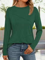 Casual Long Sleeve Crew Neck Abstract Loose Regular T-Shirt