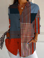 Loose Long Sleeve Shirt Collar Geometric Casual Regular Shirt