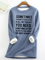 Long Sleeve Crew Neck Text Letters Casual Regular Sweatshirt
