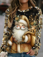 Casual Long Sleeve Crew Neck Christmas Loose Regular Sweatshirt