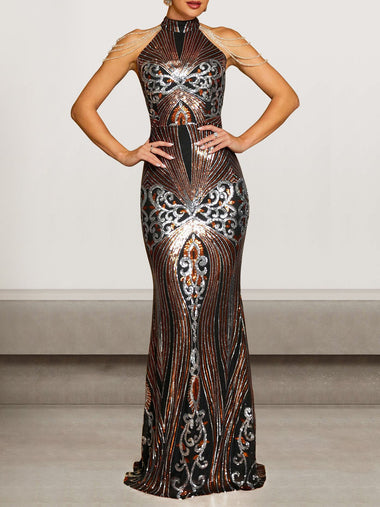Sexy Sleeveless Halter Plain Tight Maxi Dress