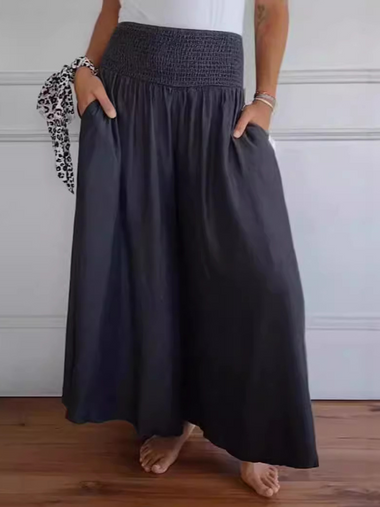 Casual Plain Floral Loose Long Pants