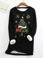 Casual Long Sleeve Crew Neck Christmas Loose Mid-Long Sweatshirt