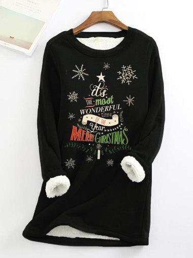 Casual Long Sleeve Crew Neck Christmas Loose Mid-Long Sweatshirt