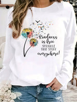 Casual Long Sleeve Crew Neck Dandelion Loose Regular Sweatshirt