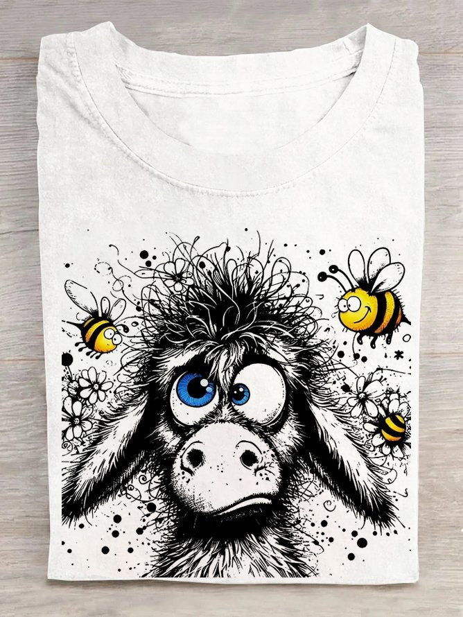 Casual Short Sleeve Crew Neck Animal Loose Regular T-Shirt