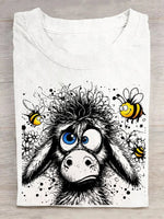 Casual Short Sleeve Crew Neck Animal Loose Regular T-Shirt