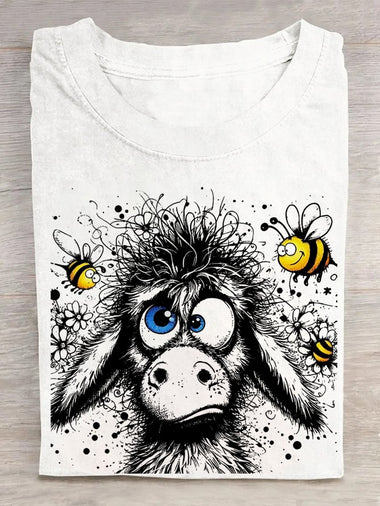 Casual Short Sleeve Crew Neck Animal Loose Regular T-Shirt