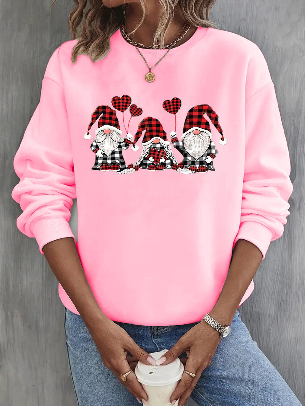 Casual Long Sleeve Crew Neck Christmas Loose Regular Sweatshirt