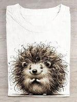 Casual Short Sleeve Crew Neck Animal Loose Regular T-Shirt