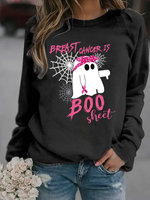 Loose Long Sleeve Crew Neck Text Letters Casual Regular Sweatshirt