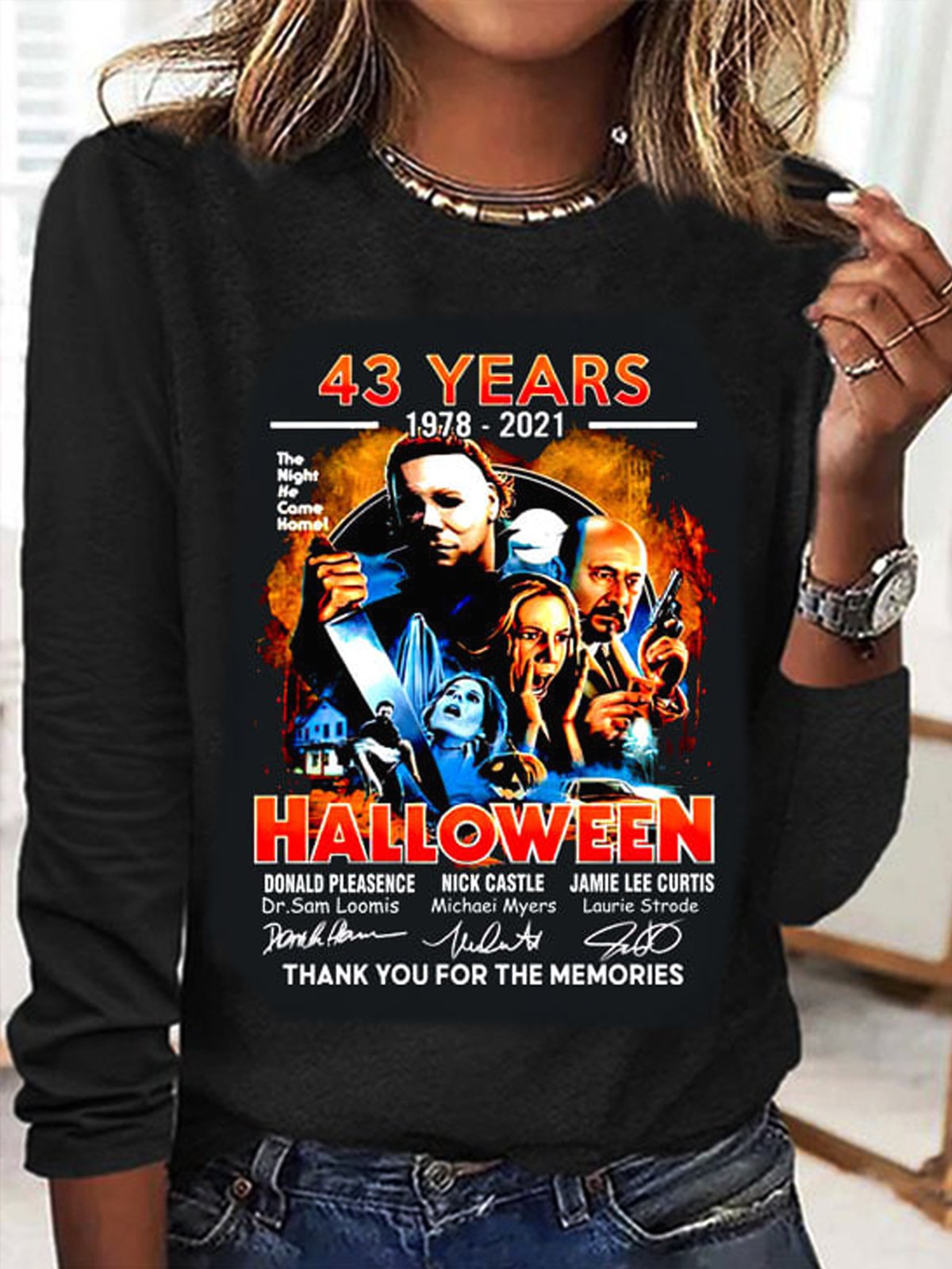 Casual Long Sleeve Crew Neck Letter Pattern Regular T-Shirt