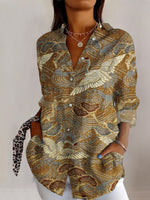 Vintage Long Sleeve Shirt Collar Animal Regular Shirt