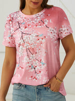 Loose Short Sleeve Crew Neck Floral Casual Regular T-Shirt