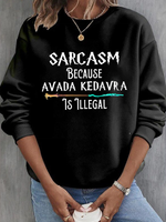 Loose Long Sleeve Crew Neck Text Letters Casual Regular Sweatshirt
