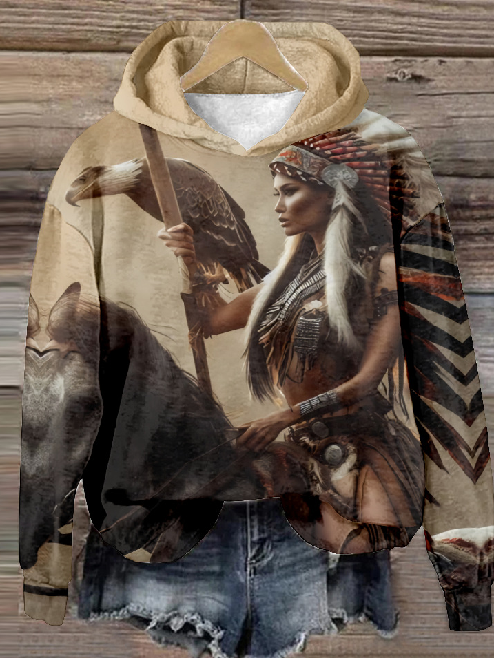 Loose Long Sleeve Hoodie Ethnic Casual Regular Sweatshirt