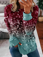 Casual Long Sleeve Crew Neck Abstract Zipper Loose Regular Sweatshirt