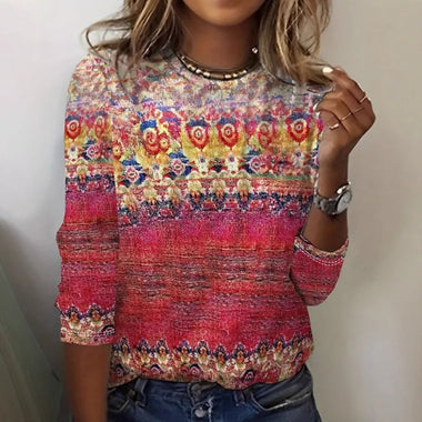 Casual Long Sleeve Crew Neck Animal Loose Regular T-Shirt