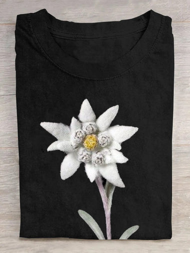 Loose Short Sleeve Crew Neck Floral Casual Regular T-Shirt