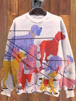 Casual Long Sleeve Crew Neck Dog Loose Regular Sweatshirt