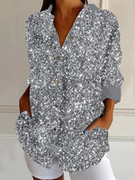 Loose Long Sleeve Shirt Collar Abstract Casual Regular Shirt