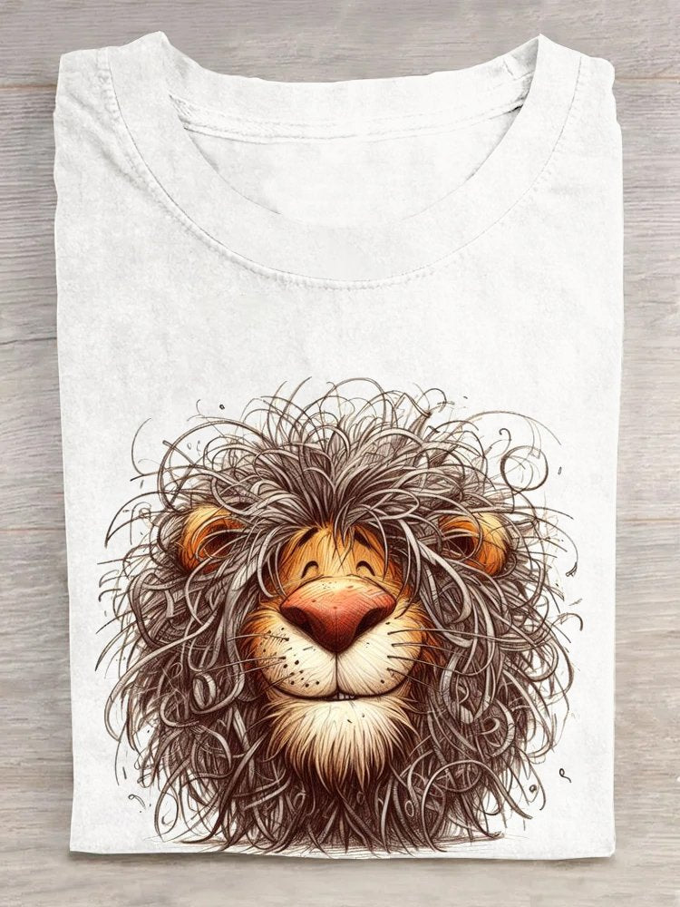 Casual Short Sleeve Crew Neck Animal Loose Regular T-Shirt
