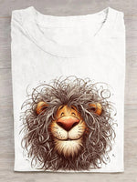 Casual Short Sleeve Crew Neck Animal Loose Regular T-Shirt