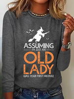 Loose Long Sleeve Crew Neck Halloween Casual Regular T-Shirt