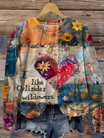 Casual Long Sleeve Crew Neck Floral Loose Regular Sweatshirt