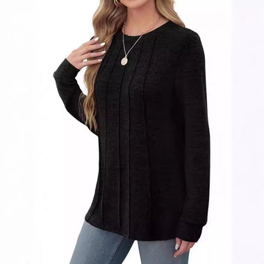 Casual Long Sleeve Asymmetrical Plain Loose Regular T-Shirt