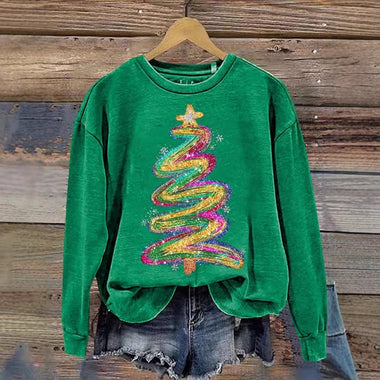 Casual Long Sleeve Crew Neck Christmas Loose Regular Sweatshirt