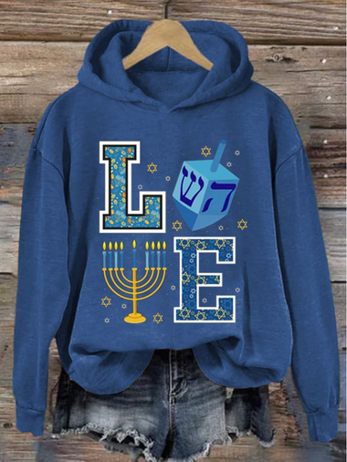 Long Sleeve Hoodie Text Letters Casual Regular Hoodie