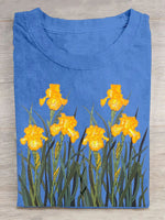 Casual Short Sleeve Crew Neck Floral Loose Regular T-Shirt