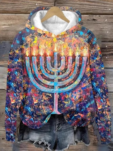 Casual Long Sleeve Hoodie Geometric Loose Regular Sweatshirt