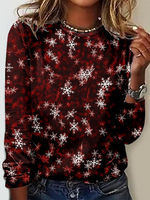 Casual Long Sleeve Crew Neck Christmas Loose Regular T-Shirt