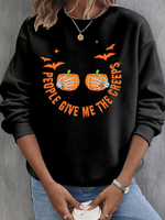 Casual Long Sleeve Crew Neck Text Letters Loose Regular Sweatshirt