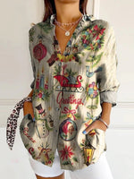 Casual Long Sleeve Shirt Collar Christmas Loose Regular Shirt