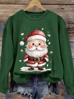 Loose Long Sleeve Crew Neck Santa Claus Casual Regular Sweatshirt